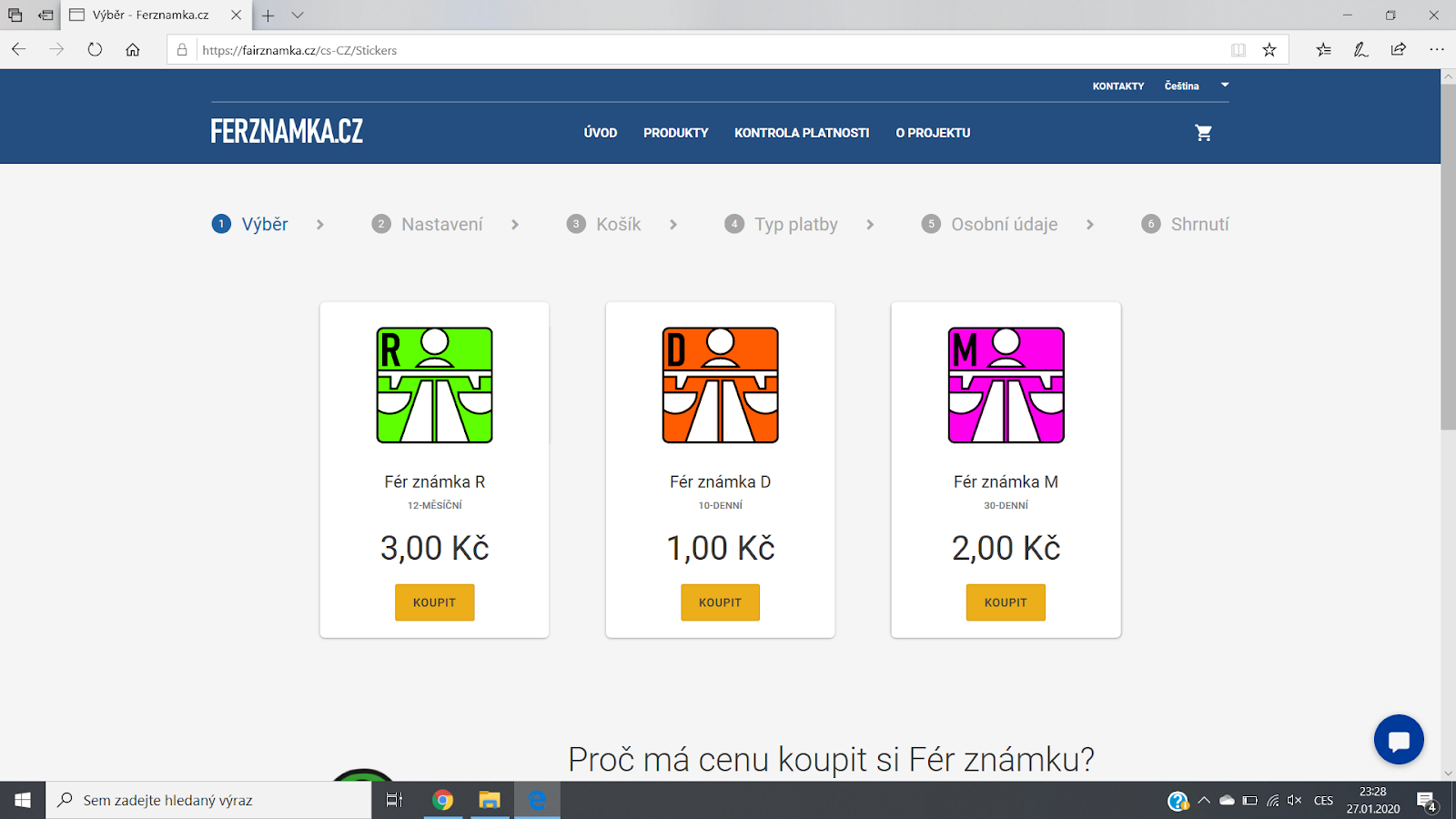 Strana Produkty webu FérZnámka